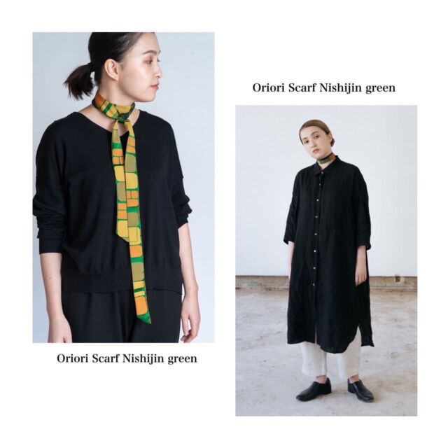 Oriori ITEM  @oriori_japan  Scarf Nishijin green (long size)  ¥11,000 tax in  ┈┈┈┈┈┈┈┈┈┈┈┈┈┈┈┈┈┈  私たちは、 日本の眠っている織物たちを変身させ、 喜んでくれる人へ、 国境も越えて、 届けていくことを目指します。  ┈┈┈┈┈┈┈┈┈┈┈┈┈┈┈┈┈┈  #oriorijapan #scarf #kimnono #スカーフ #織物 #反物 #シルク #エシカルファッション #サステナブルファッション#一点もの #山形 #遊佐町 #oriori
